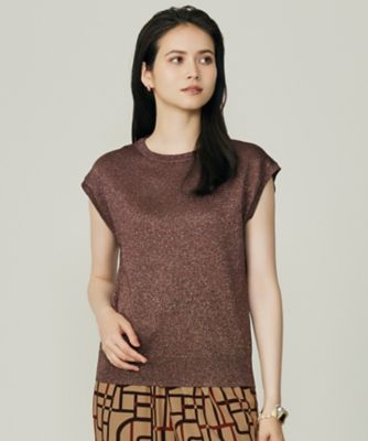 ＜自由区 L (Women/大きいサイズ)＞【カタログ掲載】カラーミックスラメスリーブレス　ニット（ＫＲＷＲＧＷ０３５２）