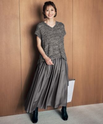 AULA グリッター ラメ リブ ニット パワーショルダー 洗える 美品 AULA アウラ グリッター ラメ リブ ニット トップス シルバー パワー