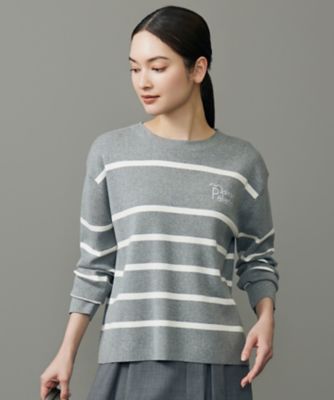 ＜自由区 L (Women/大きいサイズ)＞コットンウールハイゲージボーダー　ニット（ＫＲＷＲＧＷ０４５２）