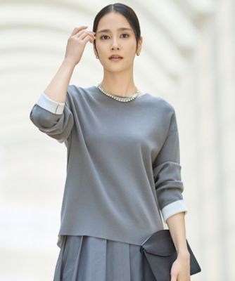 ＜自由区 L (Women/大きいサイズ)＞【カタログ掲載】レーヨンストレッチベーシックシルエット　ニット（ＫＲＷＲＧＷ０４５７）