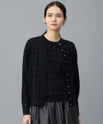 ＜自由区 L (Women/大きいサイズ)＞ジオメトリックアセテート　カーディガン（ＫＲＷＲＬＭ０３５７）