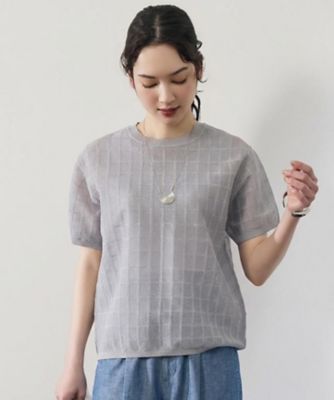 ＜自由区 L (Women/大きいサイズ)＞【カタログ掲載・ワコールコラボ・２点ＳＥＴ】シアーチェックニット　プルオーバー（ＫＲＷＲＬＭ０４５９）