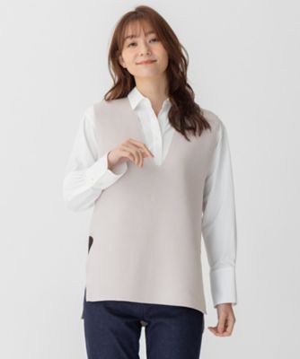 ＜自由区 L (Women/大きいサイズ)＞【洗える】コットンストレッチホールガーメント　ベスト（ＫＲＷＲＮＷ０３６１）