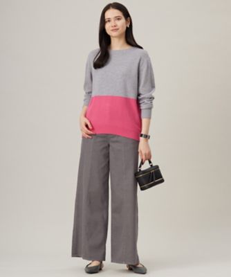 洗える】セミウーステッドウールボートネック ニット