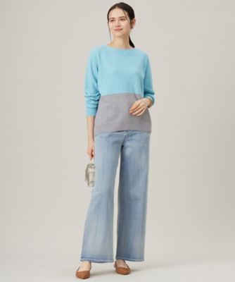 洗える】セミウーステッドウールボートネック ニット