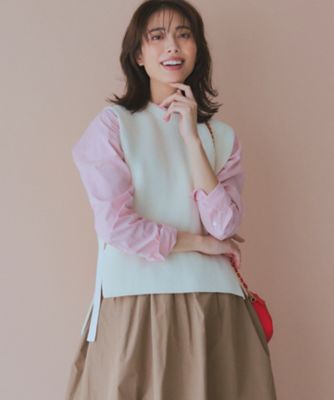 ＜23区 S (Women/小さいサイズ)＞【洗える】コットンポリエステルリリヤーン　ニットベスト（ＫＲＷＳＣＭ０３５５）