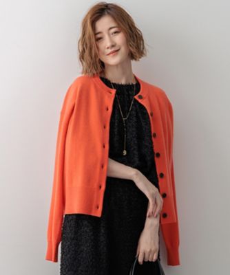 dama collection カシミヤ100% フード　カーディガン　オレンジ dama collection カシミヤ100% フード カーディガン オレンジ - メルカリ