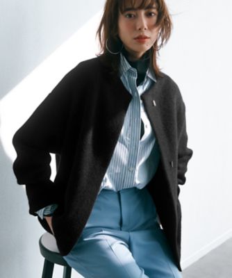 23区 S (Women/小さいサイズ)/ニジュウサンク エス【CLASSY.11月号掲載/洗える】ラクーンブレンドダブルフェイス ニットカーディガン(KRWSCW0457) 005_クロ トップス【三越伊勢丹/公式】