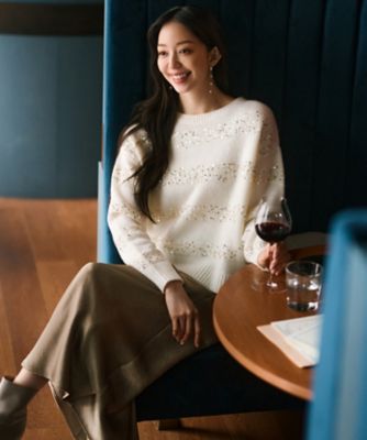 【滝沢眞規子さん着用／一部店舗限定】スパングルボーダー　ニット（ＫＲＷＳＣＷ０８５８）