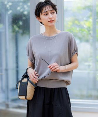 ＜23区 S (Women/小さいサイズ)＞【洗える】クリスピーシアールレックス　ギャザースリーブ　ラメ　ニット（ＫＲＷＳＧＡ０１５２）