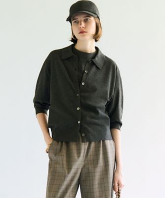 ＜23区 S (Women/小さいサイズ)＞【洗える／吊り干しＯＫ】レーヨンストレッチ　ポロニット　カーディガン（ＫＲＷＳＧＡ０２５０）