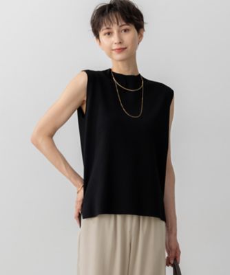 23区 S (Women/小さいサイズ)/ニジュウサンク エス【洗える/吊り干しOK】レーヨンストレッチ ノースリーブ ニット(KRWSGA0254) 005_クロ トップス【三越伊勢丹/公式】
