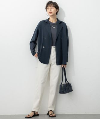 洗える】シアー ダブルブレスト ニット ジャケット