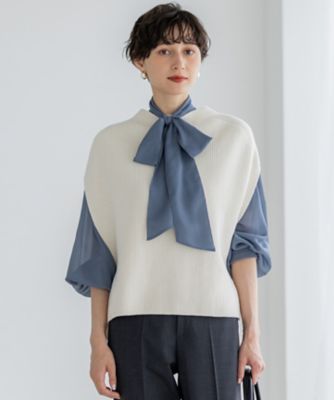 ＜23区 S (Women/小さいサイズ)＞【洗える】コットンリリー　モックネックニットベスト（ＫＲＷＳＧＡ０３５８）