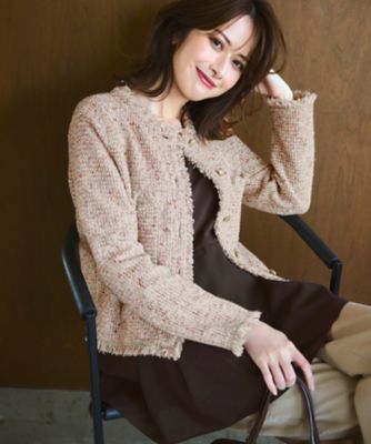 新品タグ付き◆ANAYI◆ビジューツイードニットジャケット 新品タグ付き◇ANAYI◇ビジューツイードニットジャケット 見上愛さん