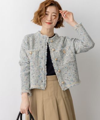 見上愛さん着用／新色追加／GLOW掲載】ツイード ニット ジャケット
