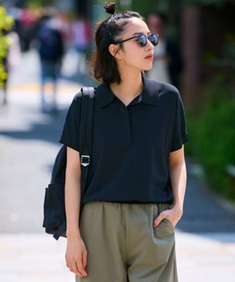 23区 S (Women/小さいサイズ)/ニジュウサンク エス 【洗える】レーヨンポリエステルストレッチ フレンチスリーブ ポロニット(KRWSGM0453)