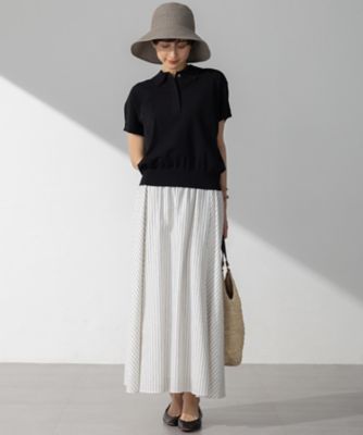 洗える】レーヨンポリエステルストレッチ フレンチスリーブ ポロニット