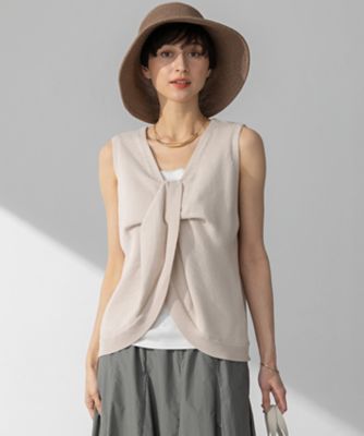 HERMES 上質カシミヤ×シルク ノースリーブドレープニット ベージュ 38 HERMES 上質カシミヤ×シルク ノースリーブドレープニット ベージュ 38