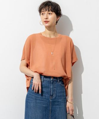 【洗える】ライトシアー　ハーフスリーブ　ニット（ＫＲＷＳＧＭ０６５２）