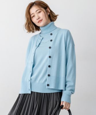 23区 S (Women/小さいサイズ)/ニジュウサンク エス【見上愛さん着用/洗える】ピュアカシミヤ クルーネック カーディガン(KRWSGW0450) 072_スカイブルー トップス【三越伊勢丹/公式】