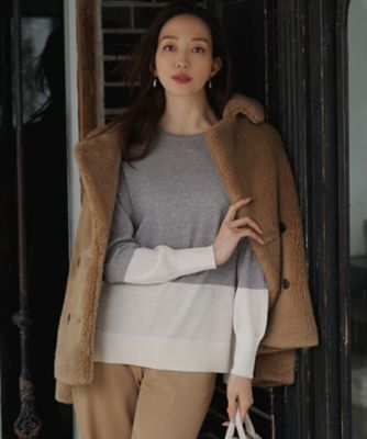 ＜23区 S (Women/小さいサイズ)＞【洗える】ウーステッドウール　カラーブロック　ニット（ＫＲＷＳＧＷ０４５６）