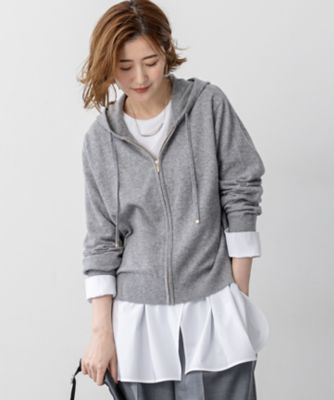 ＜23区 S (Women/小さいサイズ)＞【洗える】ピュアカシミヤ　ジップアップ　ニット　パーカー（ＫＲＷＳＧＷ０４５９）
