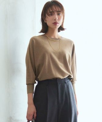 ＜23区 S (Women/小さいサイズ)＞【洗える／吊り干しＯＫ】レーヨンストレッチ　ドルマンスリーブ　ラメ　ニット（ＫＲＷＳＧＷ０４６３）