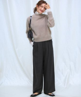 【新品】フォクシー カシミヤ フォックス ニット トップス 黒 38 毛皮 フォックスカシミヤファー ショート丈 ニット（KRWSGW0556