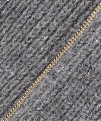 洗える】スパンコールバルキー ダブルジップ ニットブルゾン