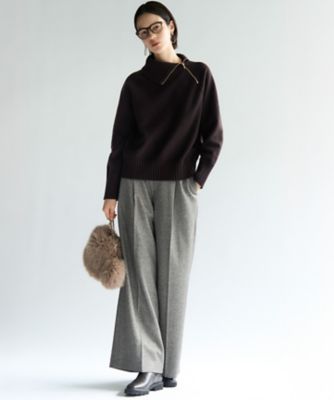 ボイルドウールコンビ ジップ タートルニット（KRWSGW0562