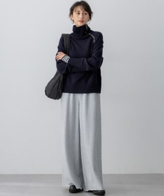 ボイルドウールコンビ ジップ タートルニット（KRWSGW0562