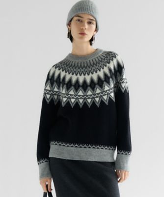 ＜23区 S (Women/小さいサイズ)＞【洗える】ジャカード　クルーネック　ニット（ＫＲＷＳＧＷ０５６５）