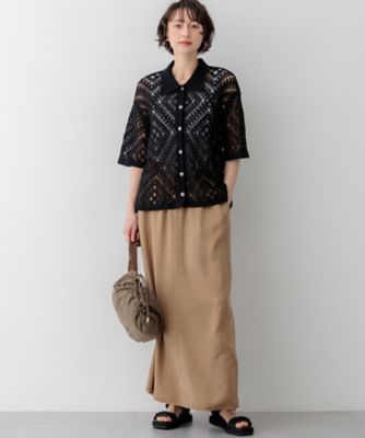 VALENTINO 近年タグ フラワーレース ポロカットソー ニット ブラック 23区（ニジュウサンク） 【洗える】エンブロイダリー フラワーレース