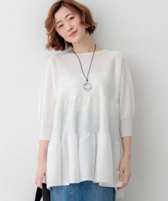 ＜23区 S (Women/小さいサイズ)＞シャイニーシアーニット　ティアード　チュニック（ＫＲＷＳＬＭ０４５９）