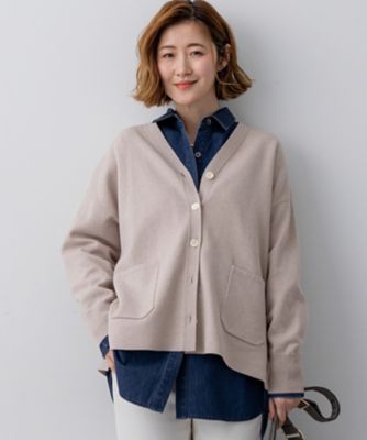 ＜23区 S (Women/小さいサイズ)＞バイカラーダブルフェイス　ニット　カーディガン（ＫＲＷＳＬＳ０２５６）