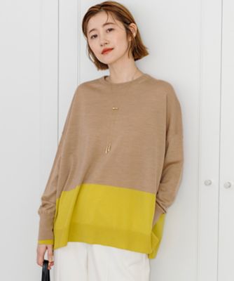 ZEGNA 23区 S (Women/小さいサイズ)/ニジュウサンク エス ウーステッドウール カラーブロック ワイド ニット 234_オウドイロ トップス【三越伊勢丹/公式】