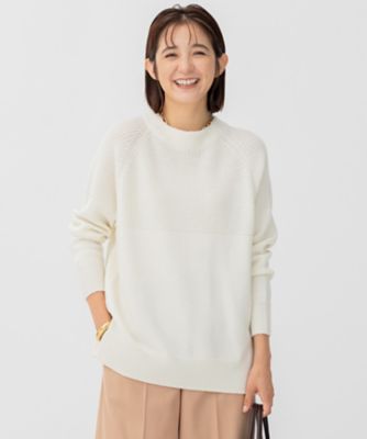 ＜23区 S (Women/小さいサイズ)＞【洗える】ウールコード　モックネック　切り替え編み　ニット（ＫＲＷＳＮＷ０５５６）