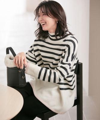 ＜23区 S (Women/小さいサイズ)＞【ＣＬＡＳＳＹ．１月号掲載】ウールナイロン　ボーダー　ハイネック　ニット（ＫＲＷＳＮＺ０６５６）