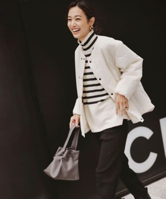 【ＣＬＡＳＳＹ．１月号掲載】ウールナイロン　ボーダー　ハイネック　ニット（ＫＲＷＳＮＺ０６５６）