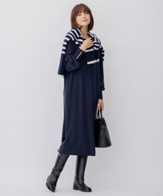 【ＣＬＡＳＳＹ．１月号掲載】ウールナイロン　ボーダー　ハイネック　ニット（ＫＲＷＳＮＺ０６５６）