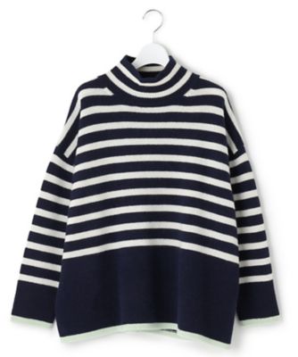 【ＣＬＡＳＳＹ．１月号掲載】ウールナイロン　ボーダー　ハイネック　ニット（ＫＲＷＳＮＺ０６５６）