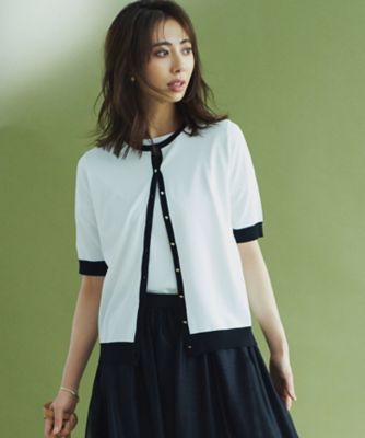 ＜23区 S (Women/小さいサイズ)＞【洗える】レーヨンポリエステルストレッチ　半袖　カーディガン（ＫＲＷＳＳＭ０８４２）