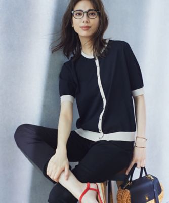 今期レーヨンポリエステルストレッチ 半袖 カーディガン 23区（大きいサイズ） 【WEB限定】レーヨンポリエステルストレッチ