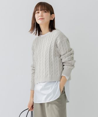 ＜23区 S (Women/小さいサイズ)＞【洗える】コンパクトコットンポリエステル　ケーブル編み　ニット（ＫＲＷＳＳＳ０２５４）