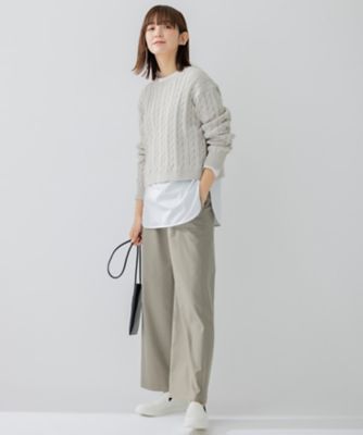 洗える】コンパクトコットンポリエステル ケーブル編み ニット