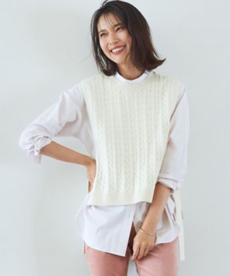 ＜23区 S (Women/小さいサイズ)＞【洗える】コットンリリー　ニットベスト（ＫＲＷＳＳＷ０３６４）