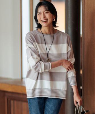 23区 L (Women/大きいサイズ)/ニジュウサンク エル 【洗える】ウールコットンストレッチ オーバーサイズ ニット(KRWWCA0365)