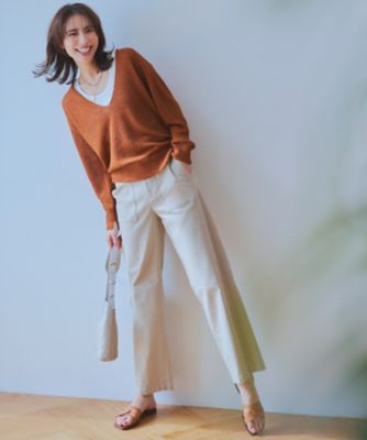 【ＣＬＡＳＳＹ．６月号掲載／洗える】ピュアリネンバルキー　Ｖネックニット（ＫＲＷＷＣＭ０３５８）