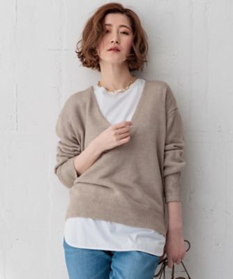 【ＣＬＡＳＳＹ．６月号掲載／洗える】ピュアリネンバルキー　Ｖネックニット（ＫＲＷＷＣＭ０３５８）